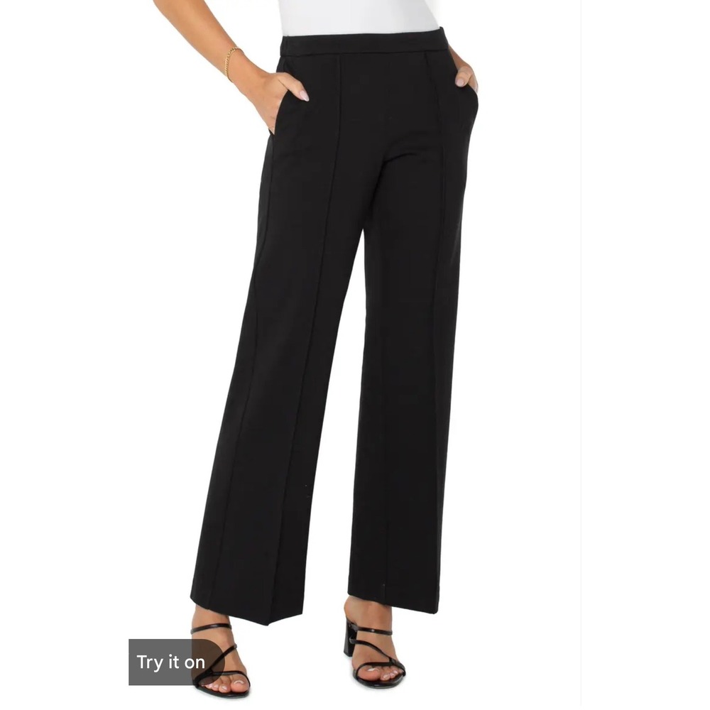 LIVERPOOL LOS ANGELES Kayla Pull-On Wide Leg Trousers Black Size 6/28